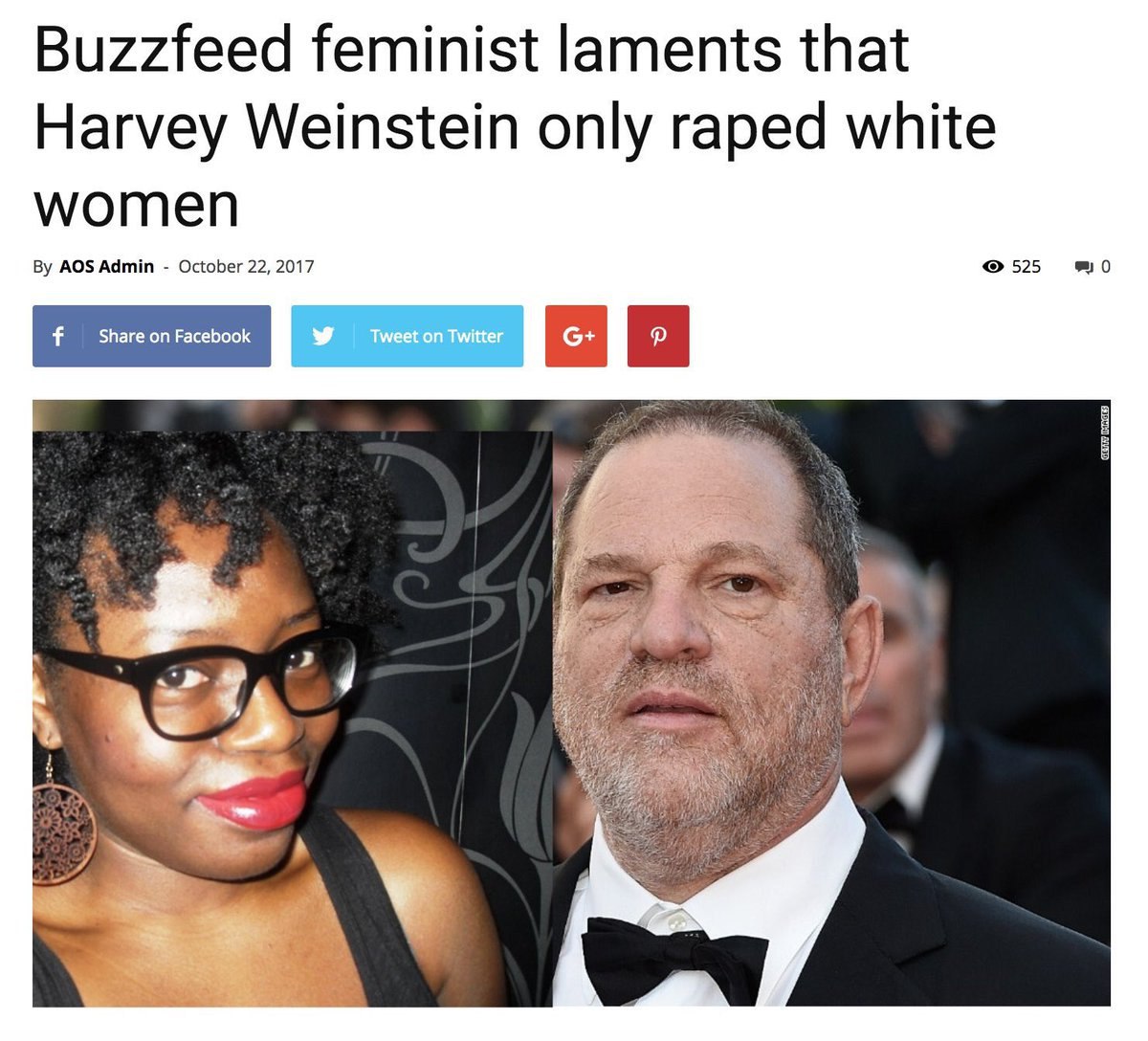 Buzzfeed feminist laments that Harvey Weinstein only raped white women 525 AOS Admin October 22, 2017