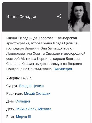 Илона Силадьи Илона Силадьи Хорогзег венгерская аристократка, вторая жена Влада Цепеша, господаря Валахии. Она была дочерью Ладислава или Освята Силадьи и двоюродной сестрой Матьяша Корвина, короля Ве