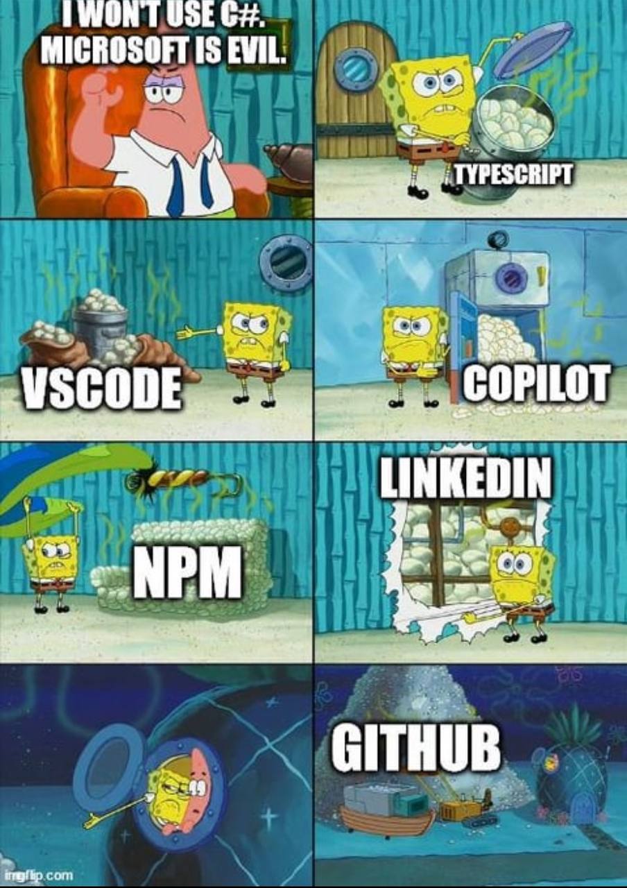 MICROSOFT IS EVIL SCODE COPILOT LINKEDIN NPM GITHUB