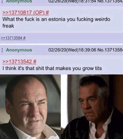 10.0 1.0% >>13710817 What the fuck is an estonia you fucking weirdo freak >>13713584 Anonymous 02/26/20(Wed)18:39:06 No.1371358: >>13713542 think it's that shit that makes you grow tits