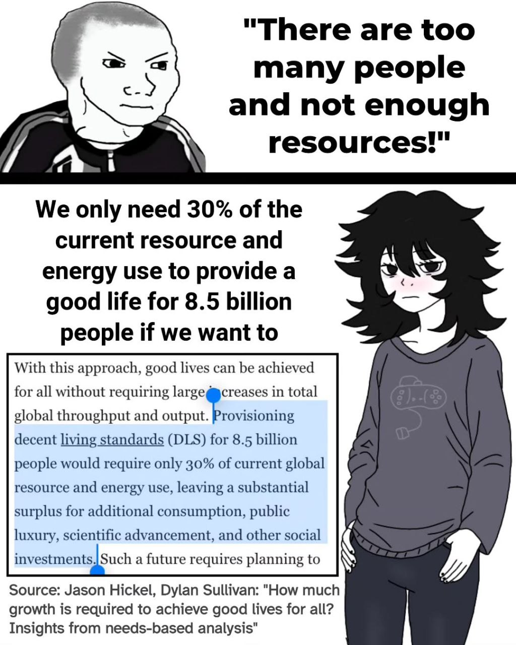 There are too many people а and not enough и resources! a i We only need 30% of the current resource and a energy use to provide a good life for 8.5 billion people if we want to With this approach, go