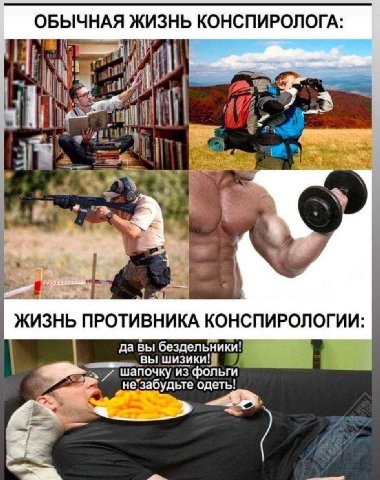 ОБЫЧНАЯ ЖИЗНЬ КОНСПИРОЛОГА: ЖИЗНЬ ПРОТИВНИКА КОНСПИРОЛОГИИ: да вы бездельники' вы шизики. шапочку из фольги одеть!