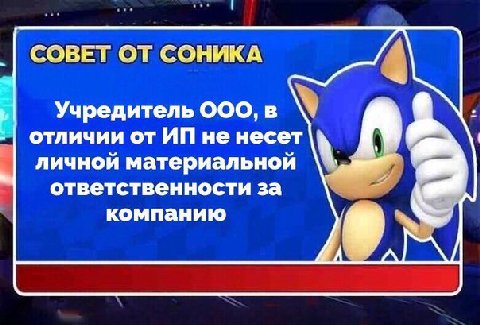 СОВЕТ ОТ СОНИКА Учредитель ООО, в отличии от не несет личной материальной ответственностиза компанию 9