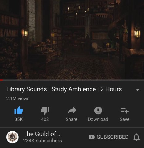 i Library Sounds Study Ambience 2 Hours views 4 A 90 402 Share Download Save The Guild of... subscribers