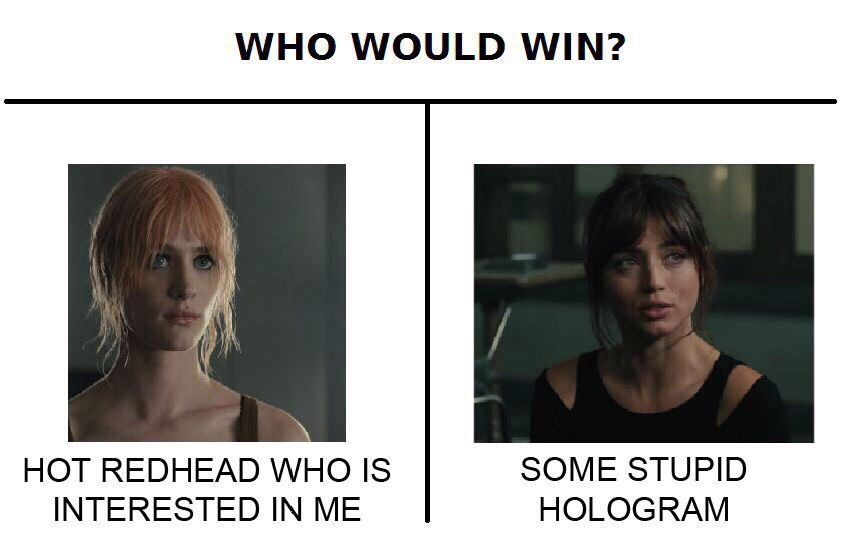 WHO WOULD WIN? HOT REDHEAD WHO IS SOME STUPID INTERESTED IN ME HOLOGRAM