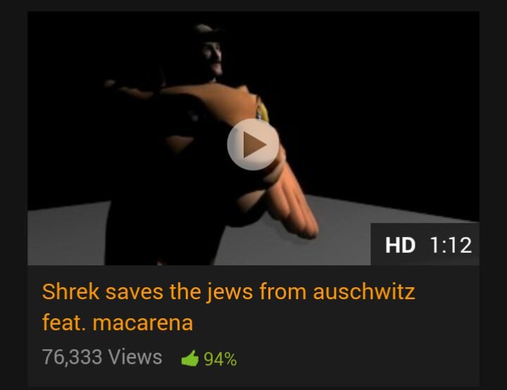 1:12 Shrek saves the jews from auschwitz feat. macarena 76,333 Views 94%