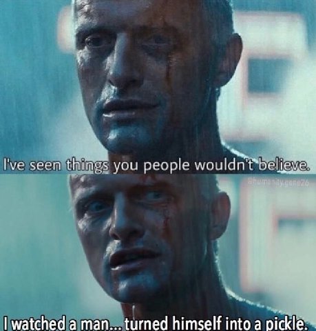i seen things you реор!е watched a man... turned himself into a pickle
