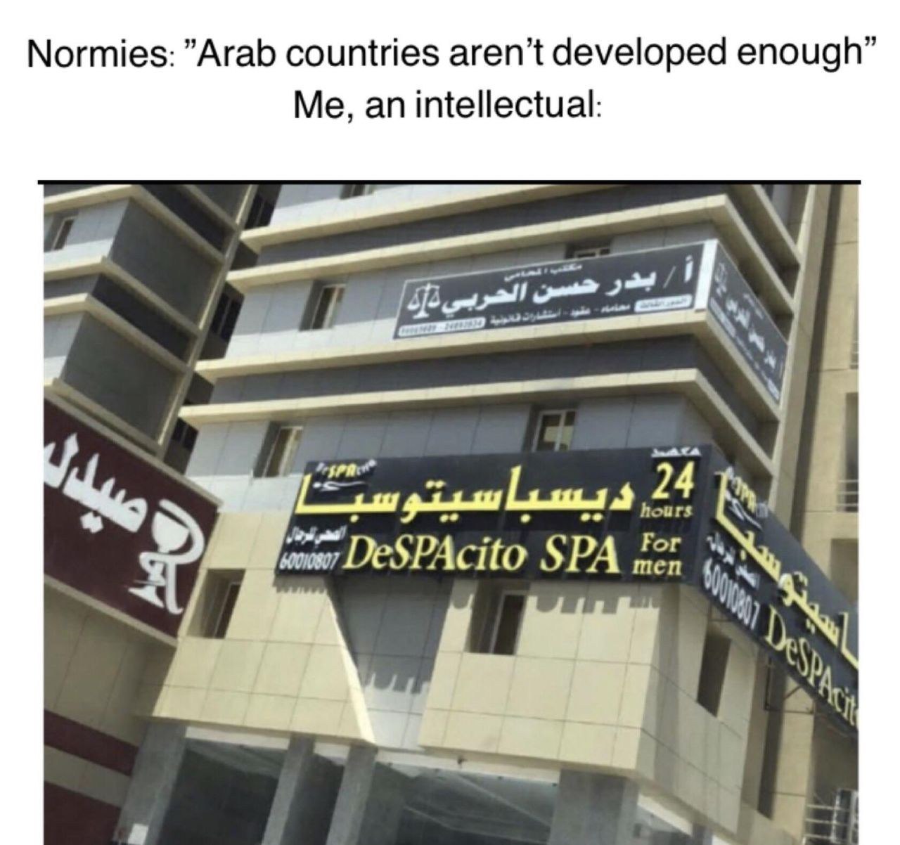 Normies: ”Arab countries aren’t developed enough” Me, an intellectual: 24 hours 60010807 DeSPAcito SPA For men hee