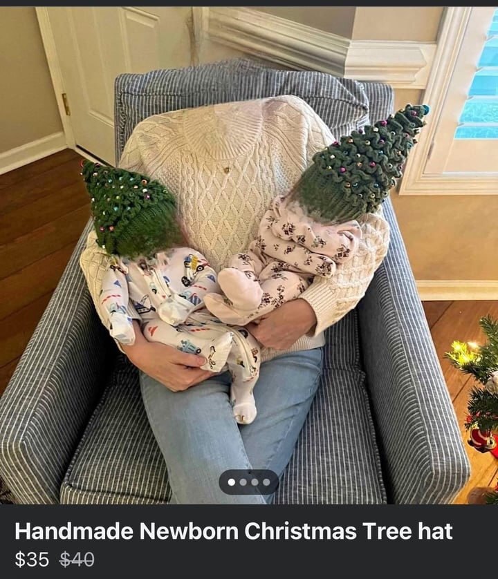 wet 4 у 4 у Handmade Newborn Christmas Tree hat $35