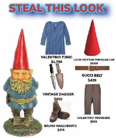 VALENTINO TUNIC LOUIS VUITTON PHRYGIAN CAP $1,790 $1320 GUCCI BELT $420 VINTAGE DAGGER VALENTINO TROUSERS he $555 BRUNO MAGLI BOOTS $475
