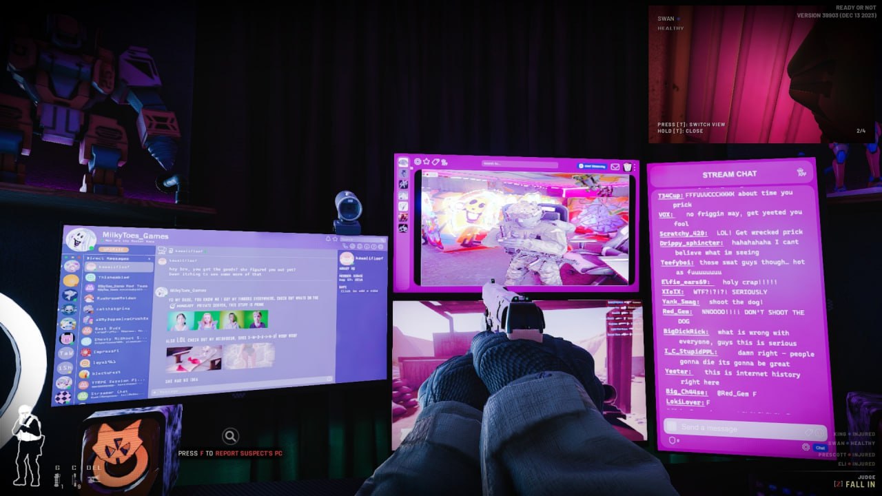 STREAM CHAT 1 tise you a prick VOR: no friggin say, get yeeted you fool 420: Get wrecked pric MilkyToes_Games я hahahahaha cant believe shat 19 seeing those swat guys though. hot Aey you act the whe a