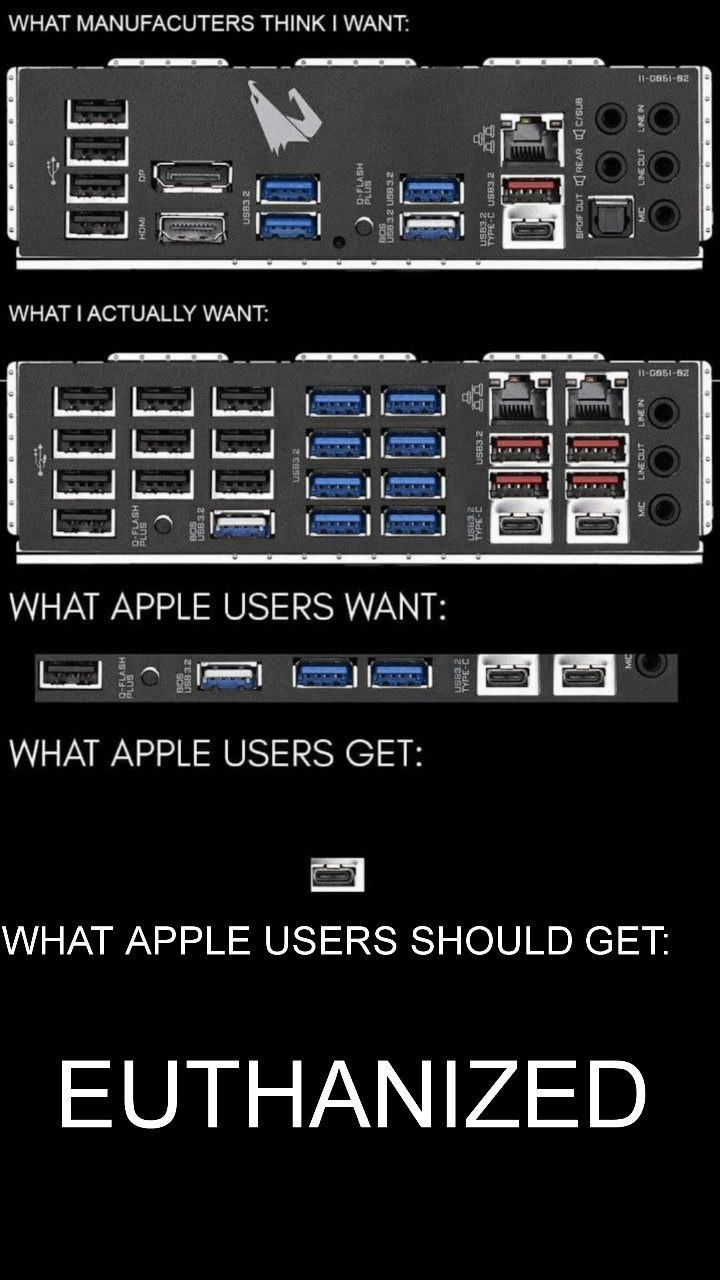 WHAT MANUFACUTERS THINK WANT: WHAT ACTUALLY WANT. 1 WHAT APPLE USERS WANT: WHAT APPLE USERS СЕТ: WHAT APPLE USERS SHOULD СЕТ: