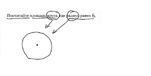 Посчитайте а где радиус равен 6. Посчитайте площадь(круга) де fay) равен 6.