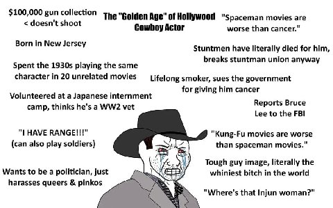$100,000 gun collection The “Golden Age" of Hollywood "Spaceman movies are doesn't shoot Cowhoy Actor worse than cancer." Born in New Jersey Stuntmen have literally died for him, breaks stuntman union