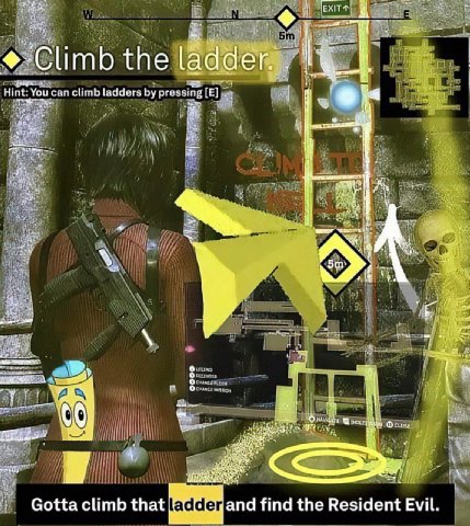 limb the ucan climb ladders pressing 4 Yan =a i Gotta climb that and find the Resident Evil
