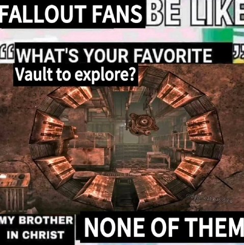 FALLOUT FANS YOUR FAVORITE Vault to 4 я MY BROTHER IN CHRIST ONE OF THEM