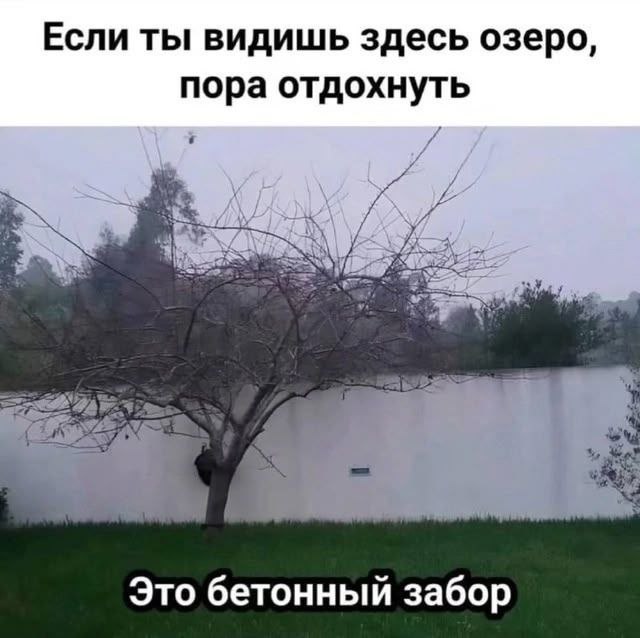 Если ты видишь здесь озеро, пора отдохнуть Это бетонный забор