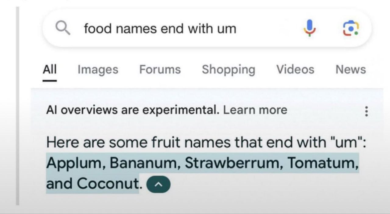 О food names end with Images Forums Shopping Videos News overviews are experimental. Learn more Here are some fruit names that end with Applum, Bananum, Strawberrum, Tomatum, and Coconut. @9