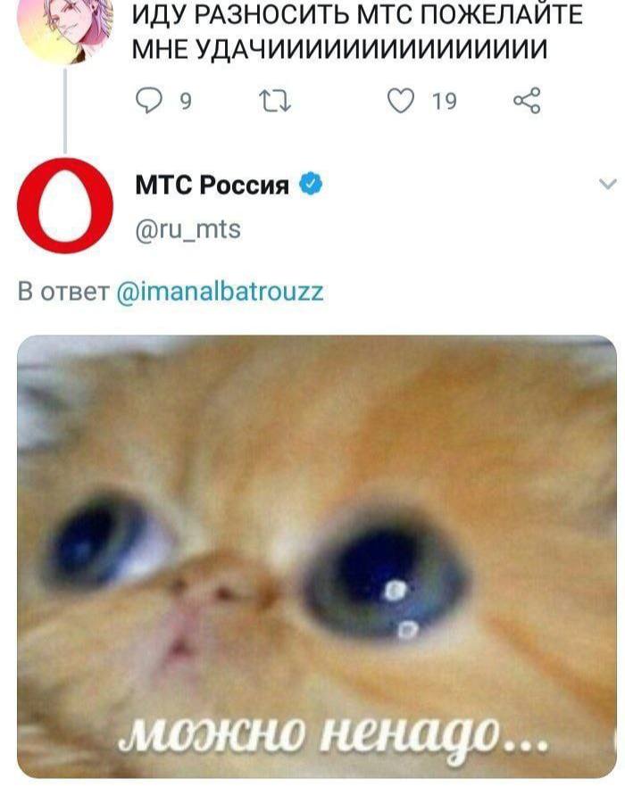 ИДУ РАЗНОСИТЬ МТС ПОЖЕЛАИ МНЕ УДАЧИИИИИИИИИИИИИИИ 9 19 МТС Россия О @ru_mts В ответ @imanalbatrouzz