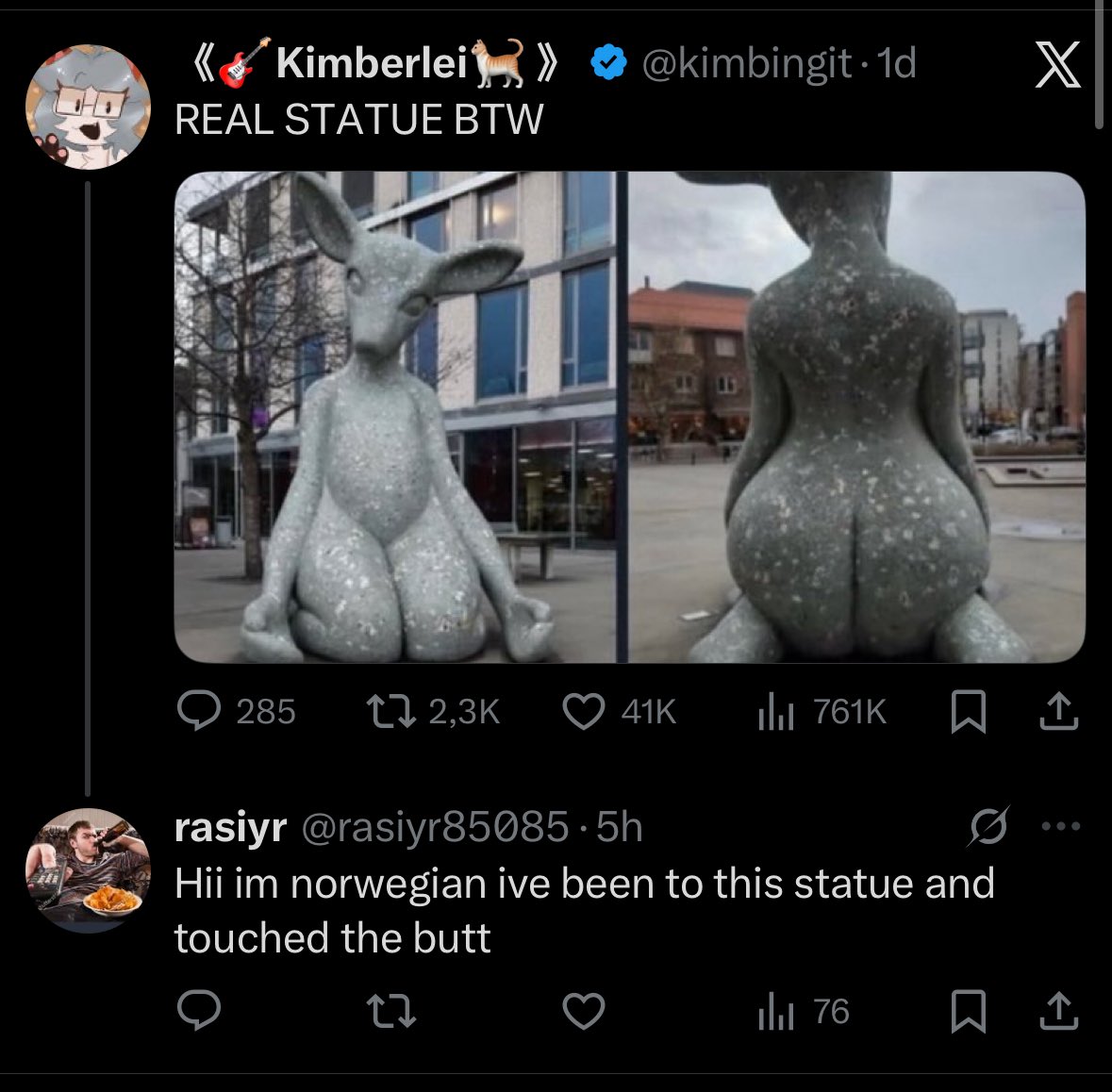 @kimbingit-1d REAL STATUE BTW я 1323к тек И rasiyr @rasiyr85085 Hii norwegian ive been to this statue and touched the butt 76 it,