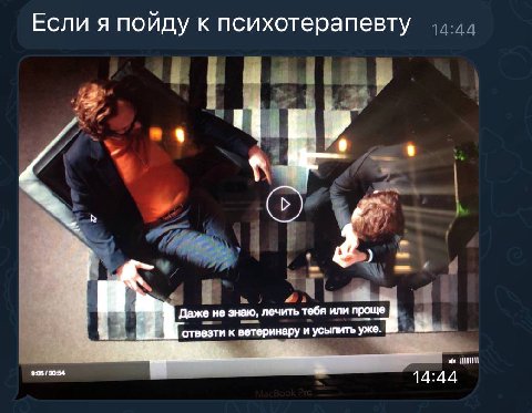Если я пойду к психотерапевту 42:44 Даже не знаю, лечить тебя или проще отвезти к ветеринару и усыпить уже 9:06 30:54 14:4