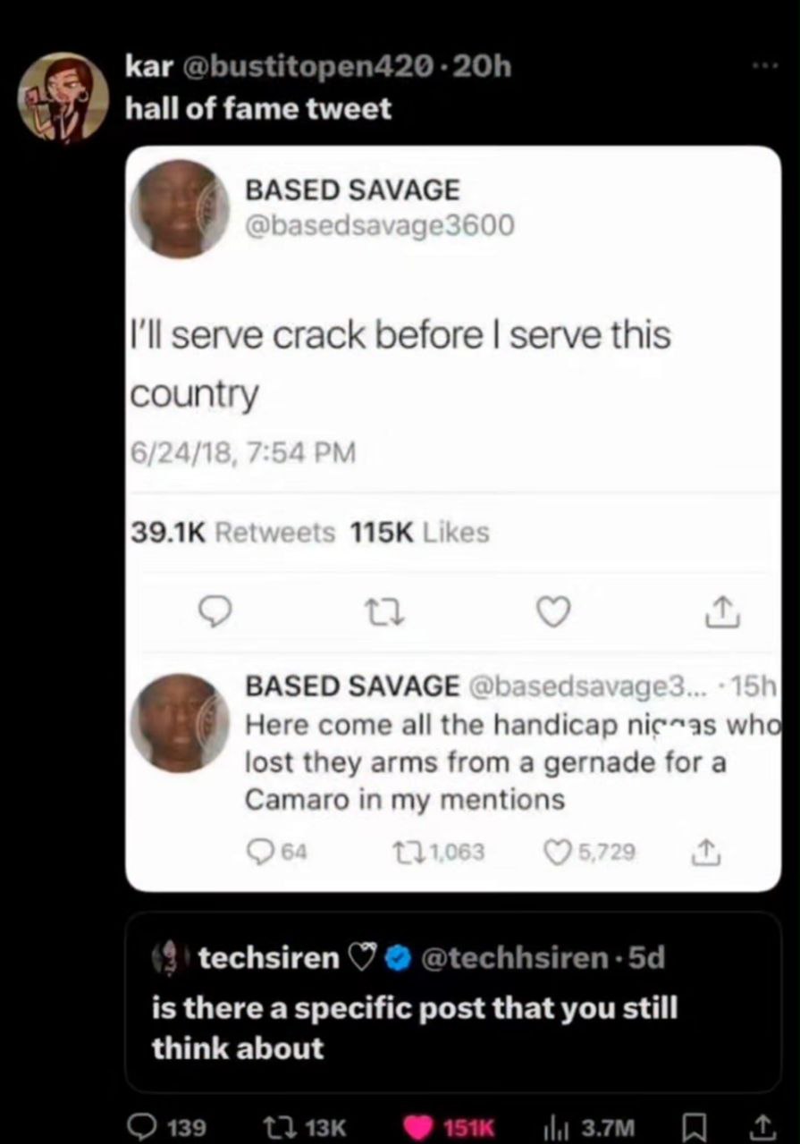 Каг hall of fame tweet BASED SAVAGE serve crack before serve this country BASED SAVAGE Here come all the handicap nic“as lost they arms from а gernade for a Camaro in my mentions techsiren is there a 
