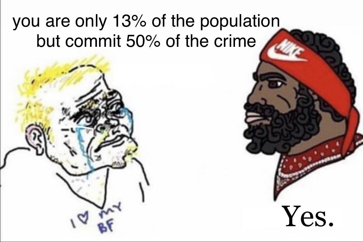 you are only 13% of the population but commit 50% of the crime WEG Yes.