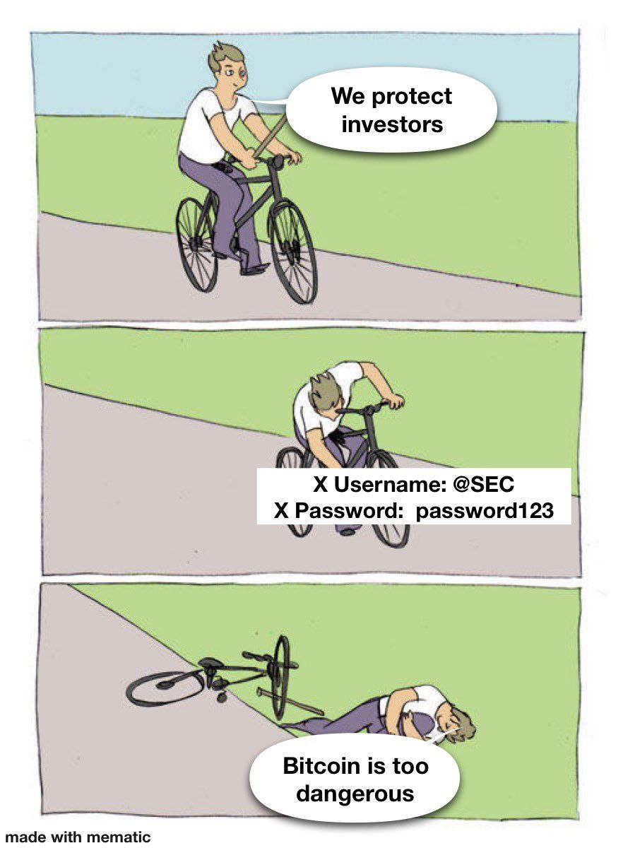 We protect investors у Username: @SEC Password: password123 1$ dangerous made with mematic