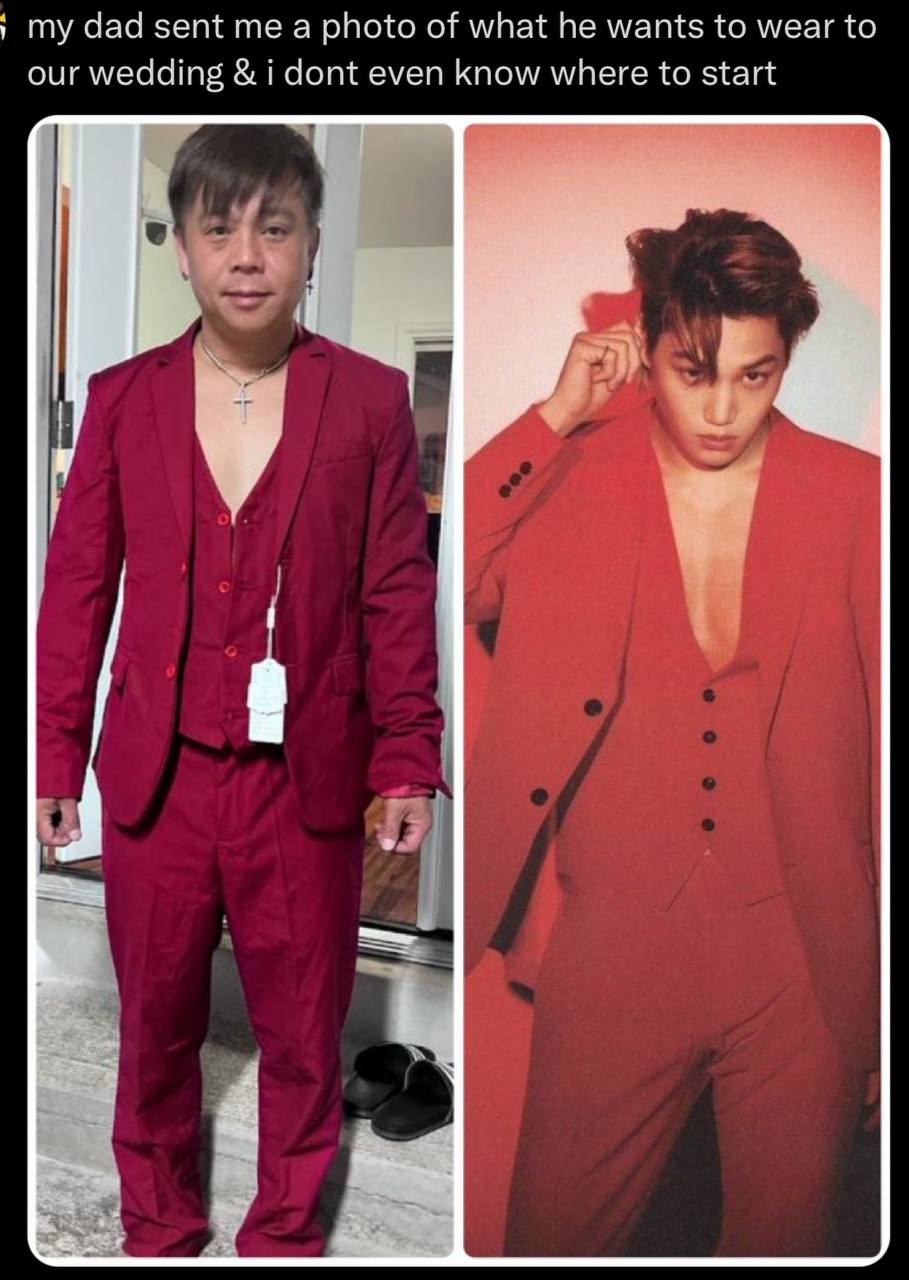 dad sent а photo of what he wants to wear to our wedding i dont even know where to start у у