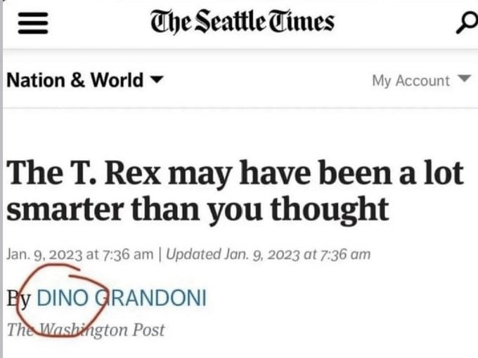 The Seattle Times Nation World My Account The Rex may have been a lot smarter than you thought Jan. 9, 2023 at 7:36 Updated Jan. 9, 2023 at 7:36 DONI Post