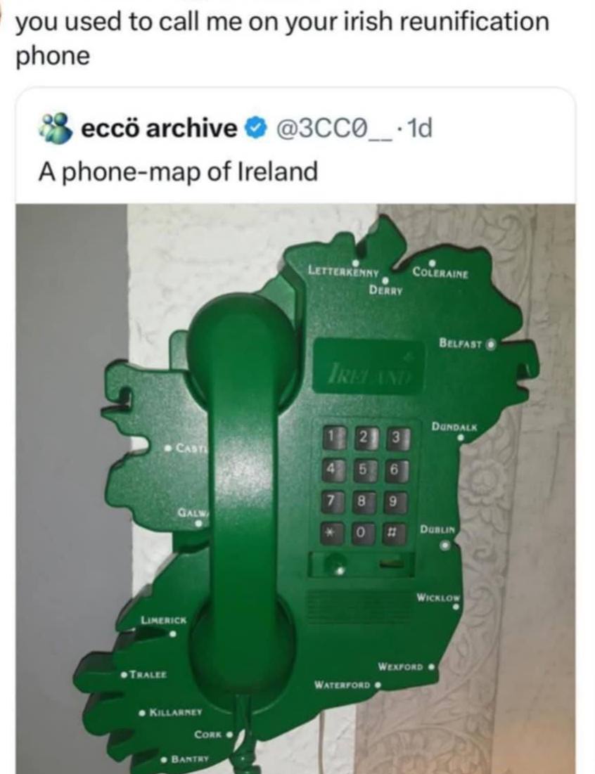 you used to call me your irish reunification phone 2% ессб archive A phone-map of Ireland у