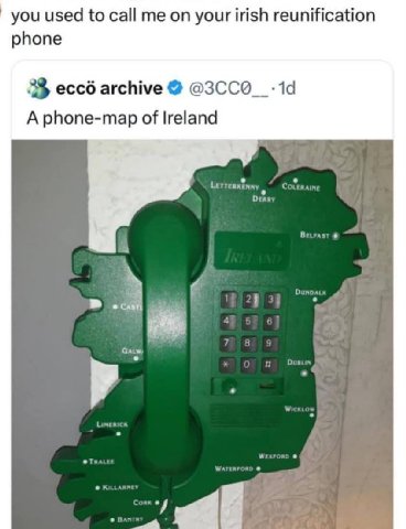 you used to call me your irish reunification phone 2% ессб archive A phone-map of Ireland у