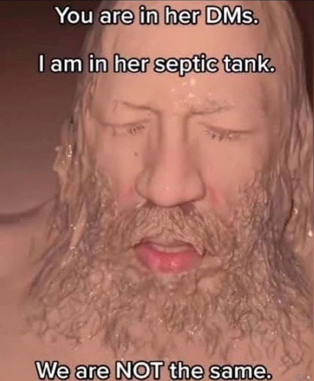 You are in her DMs. in her septic tank. .9 We аге МОТ {Не 5ате.