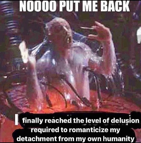 №0000 РОТ ME BACK i 4 finally reached the level of delusion required to romanticize my detachment from my own humanity