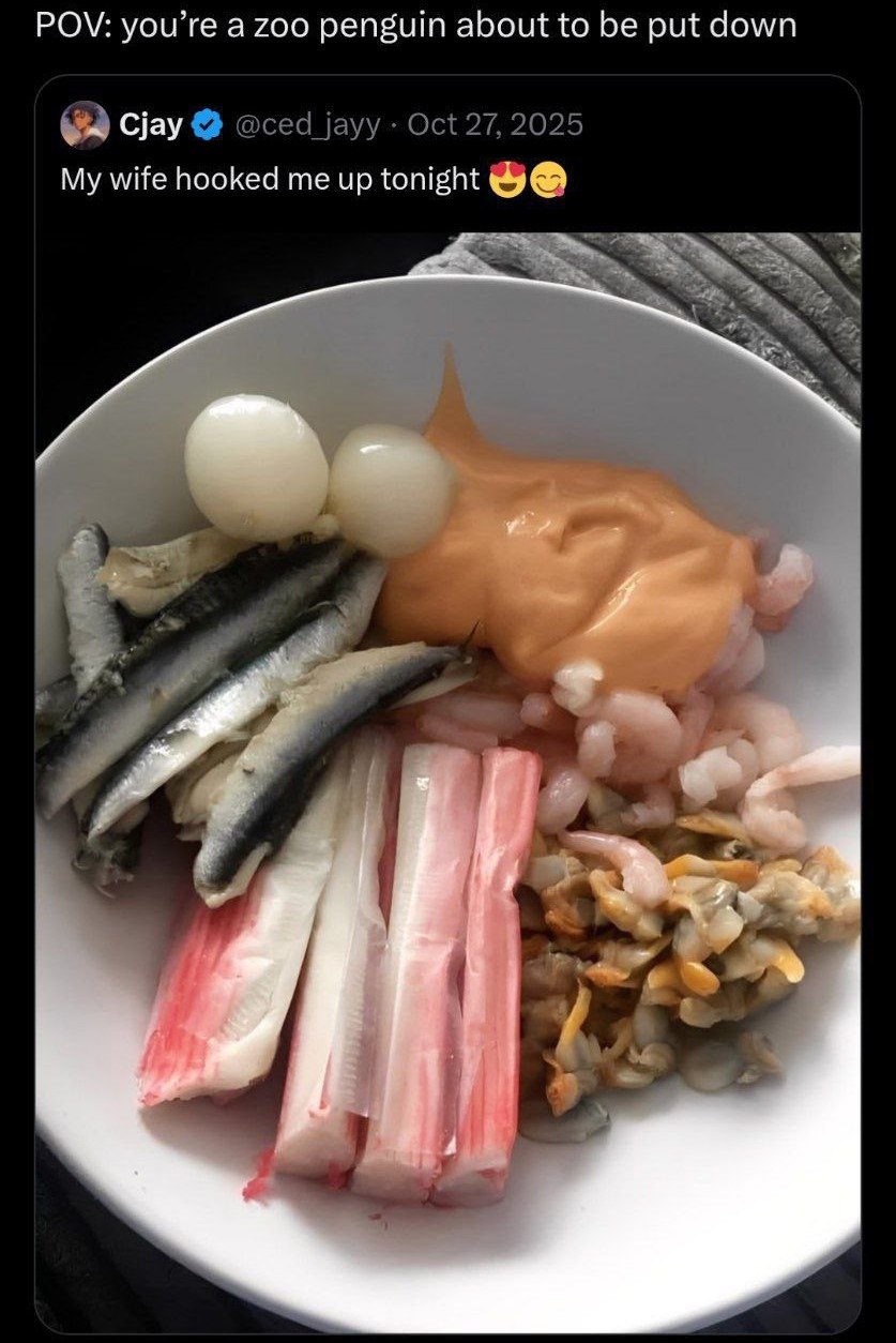 POV: you’re а гоо penguin about to be put down Cjay My wife hooked me up tonight 4