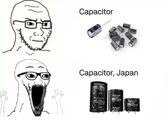 Capacitor, Japan on, 22