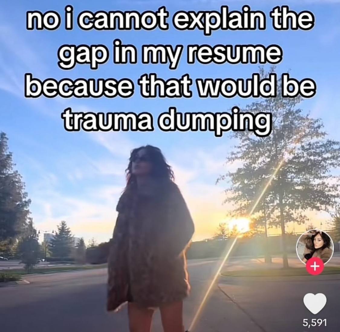 по i cannot explain the gap in my resume because that would be dumpir 5,591