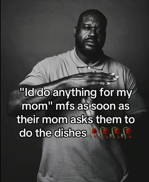 anything for my тот" mfs astsoon as their mom asks them to the dishes