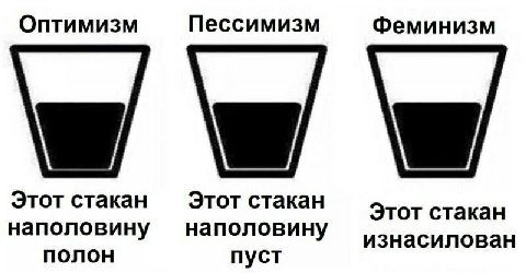Оптимизм Пессимизм Феминизм www Этот стакан Этот стакан Этот стакан наполовину наполовину изнасилован ПОЛОН пуст