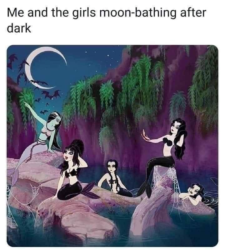 Me and the girls moon-bathing after dark
