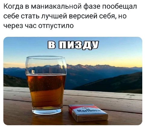 Когда в маниакальной фазе пообещал себе стать лучшей версией себя, но через час отпустило