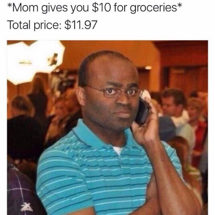 *Мот gives you $10 for groceries* Total price: $11.97 A