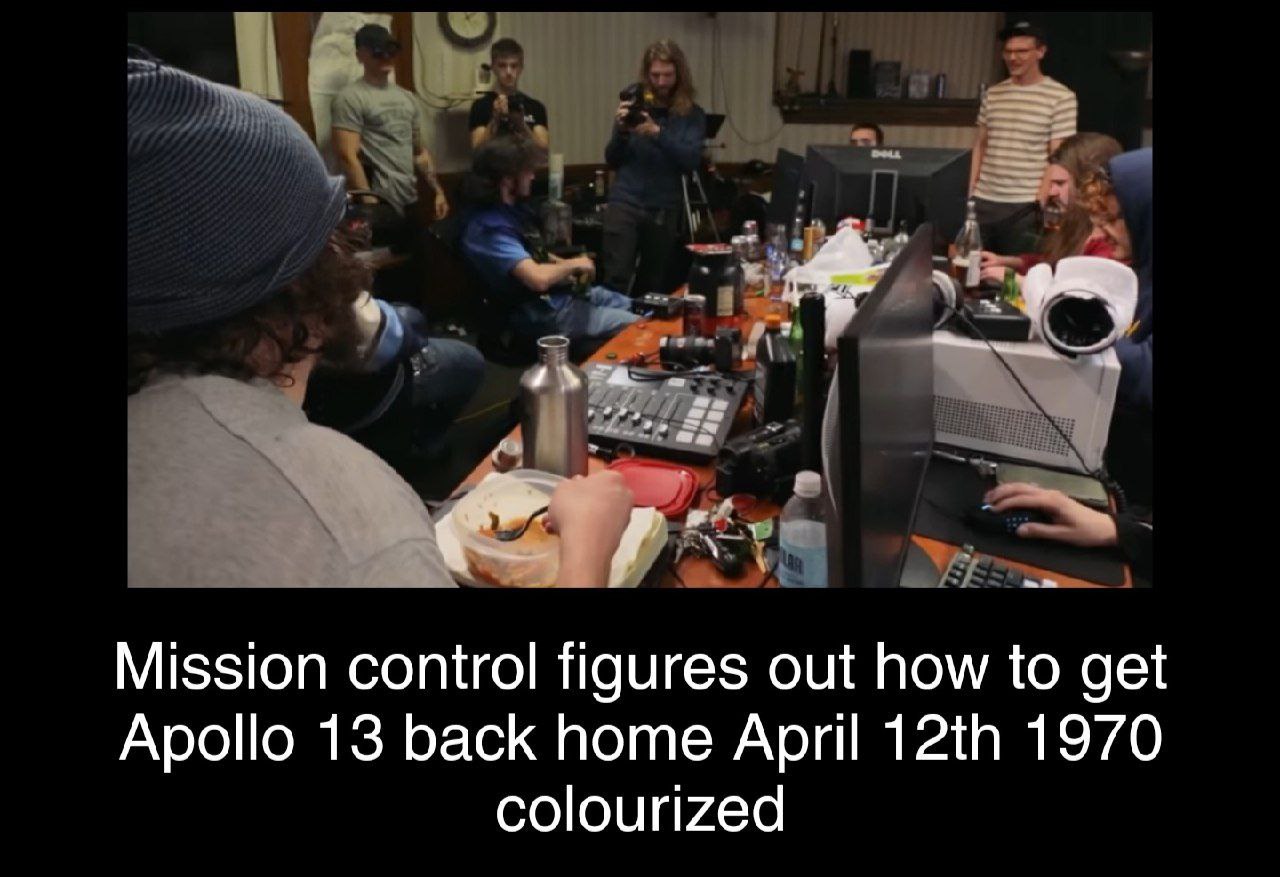 Mission control figures out how to get Apollo 13 back home April 1970 colourized