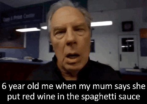 6 year old me when my mum says she put red wine in the spaghetti sauce