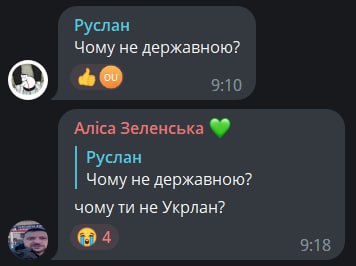 Руслан Чому не державною? 9:10 Anica Зеленська Руслан Чому не державною? чому не Укрлан? 9:18