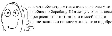 Да хоть обматери меня с ног до головы мне вообще по барабану я живу с озознанием прекрасности этого мира моей жизни единственное И главное это позитив добро