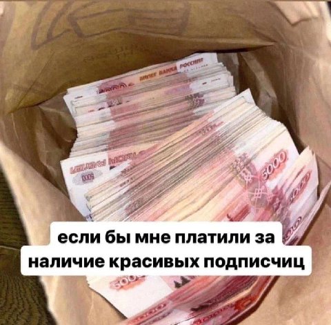 у если бы мне платили за нал красивых подписчиц ичие
