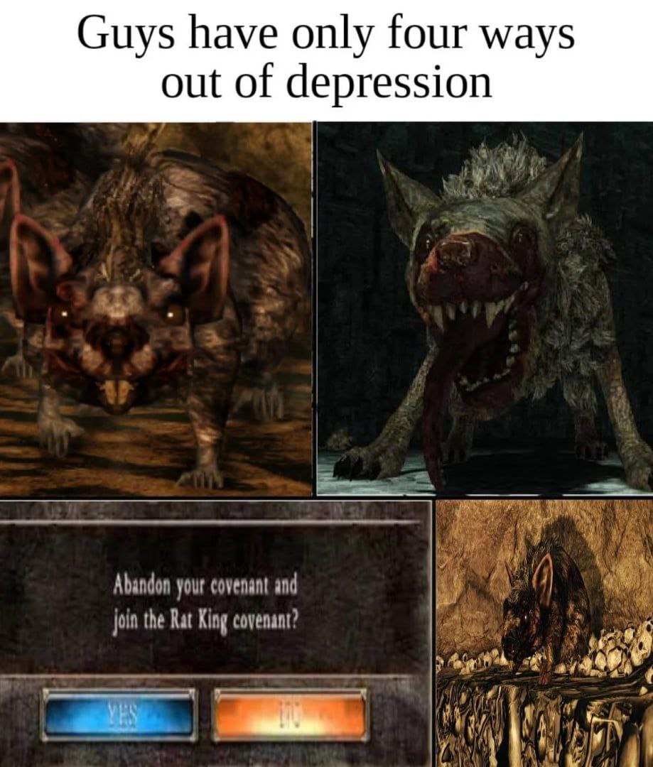 Guys have only four ways out of depression Abandon your covenant and a join the Rat King covenant?
