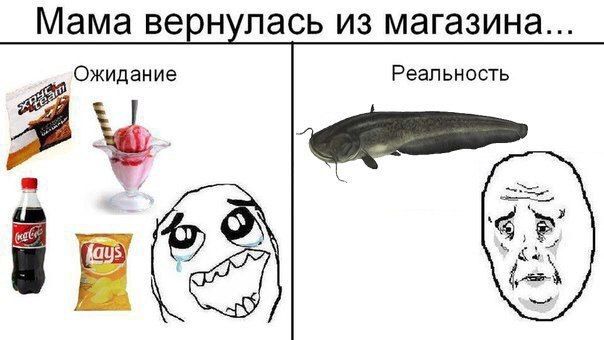 Мама вернулась из магазина... Ожидание Реальность