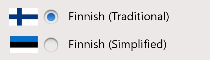 Finnish (Traditional) Finnish (Simplified)